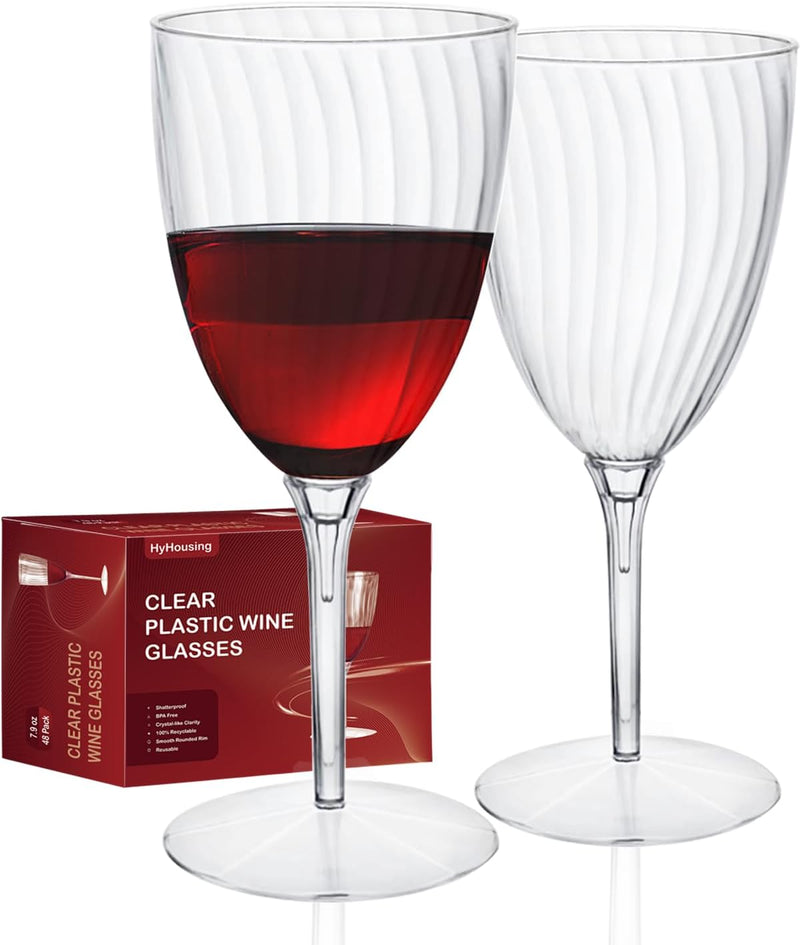 HyHousing 2 Oz Clear Plastic Wine Glasses 80 Pack, Hard Disposable Shot / Drink Glasses Ideal for Home Daily Life Party Wedding Drinking Dessert Ice Cream (G4-80)