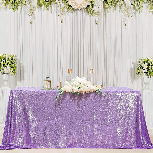 Lavender Sequin Tablecloth - 60x102 inch for Wedding or Event