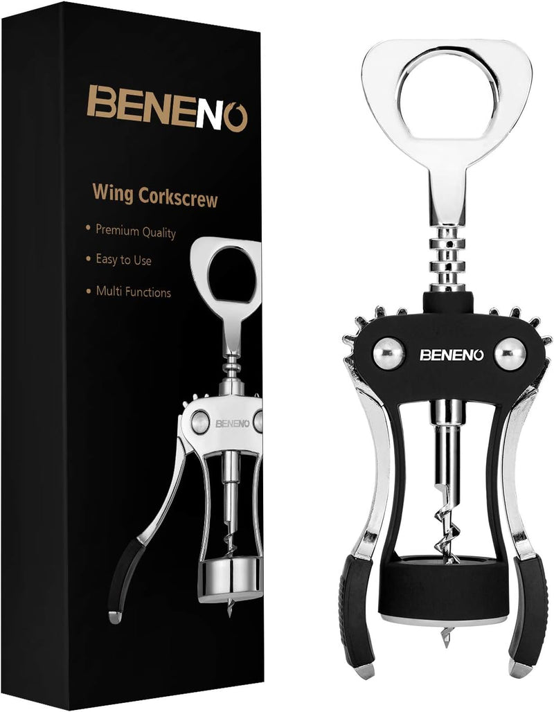 Wine Opener, Zinc Alloy Premium Wing Corkscrew Wine Bottle Opener with Multifunctional Bottles Opener, Upgrade