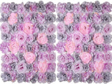 2Pcs Artificial Flower Wall, Wall Flower Silk Rose,Flower Wall Panel, 24X16Inches, Used for Wedding,Party, Church Wall, Stage Background Decoration (Grey Powder)