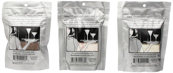 rokz Winter Cocktail Sugars - drink rimmers in Peppermint, Chocolate & Caramel Vanilla, 3 pk