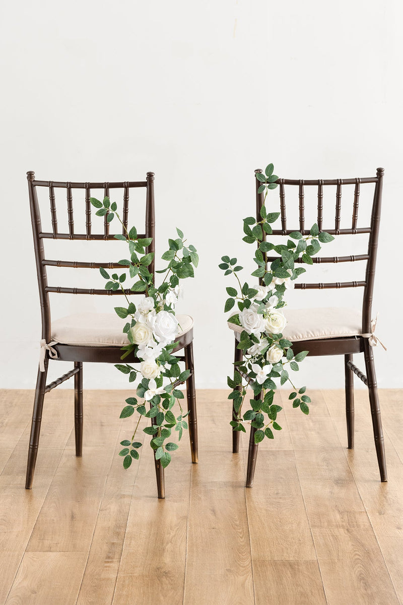 White  Sage Wedding Aisle Chair Decoration with Flowers