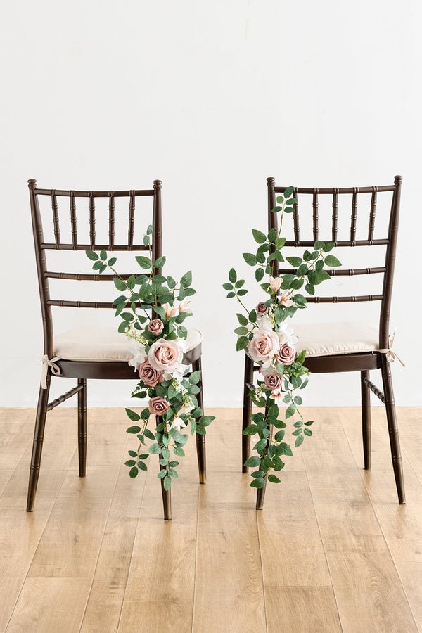 Dusty Rose  Cream Wedding Chair Flower Decoration