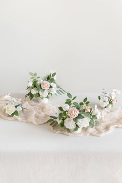 Floral Centerpiece Set in White and Sage - Assorted Designs