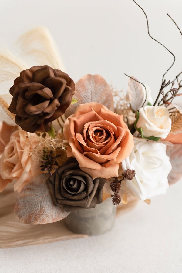 Floral Centerpiece Set in Rust  Sepia