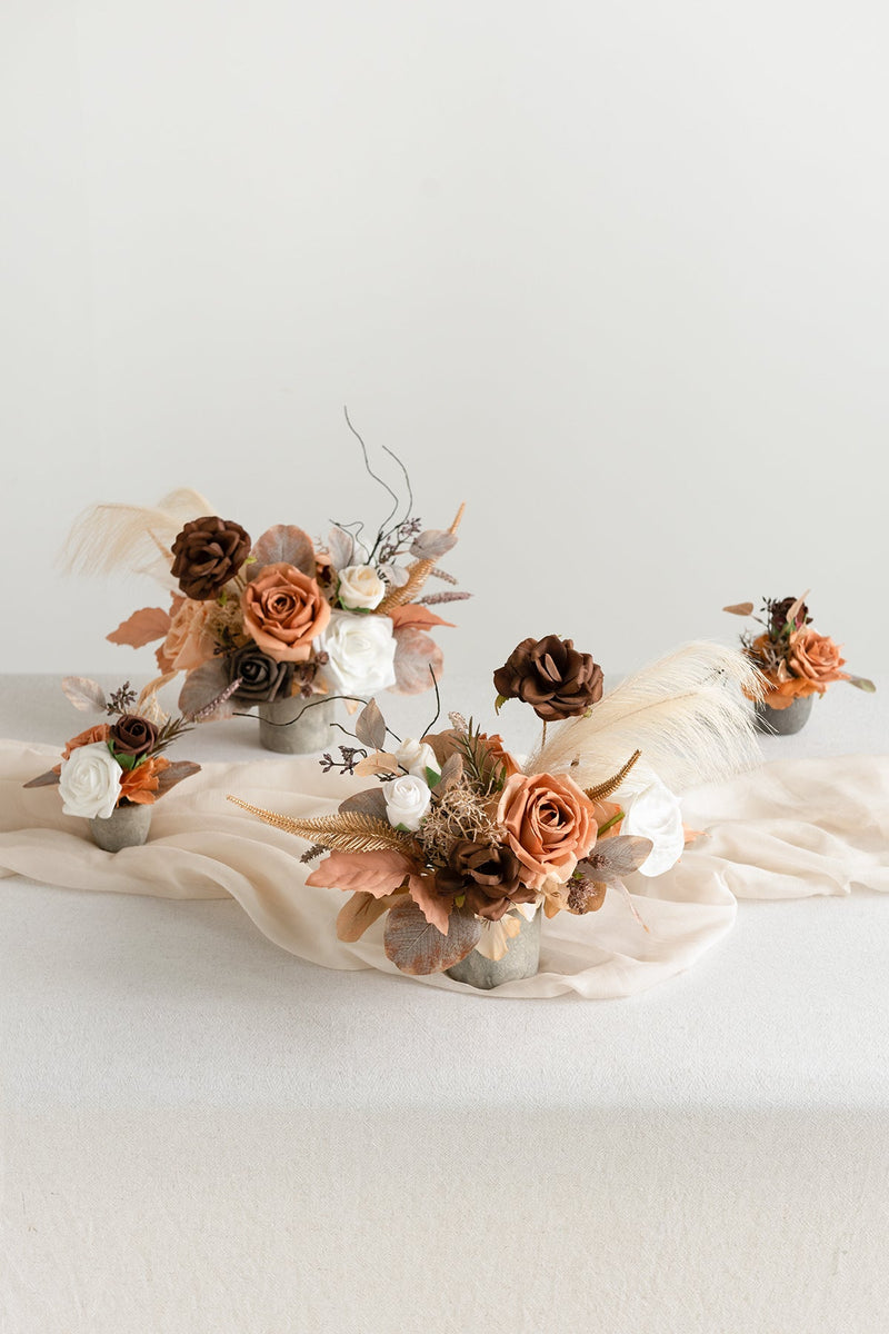Floral Centerpiece Set in Rust  Sepia
