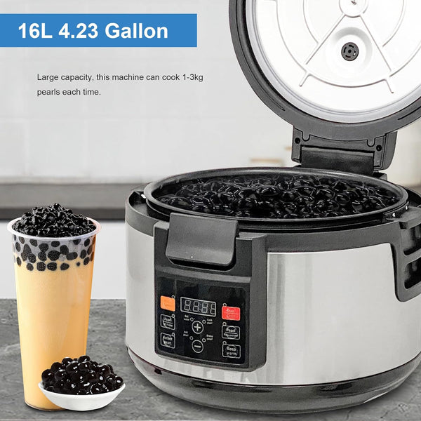 Mvckyi Commercial Tapioca Boba Cooker Pearl Maker, 16L Automatic Non-Stick Pearl Maker with Button Operation, Boba Bubble Tea Cooker Equipment for Boba Tea Sago Pearl Milk Tea Machine, 110V 2200W