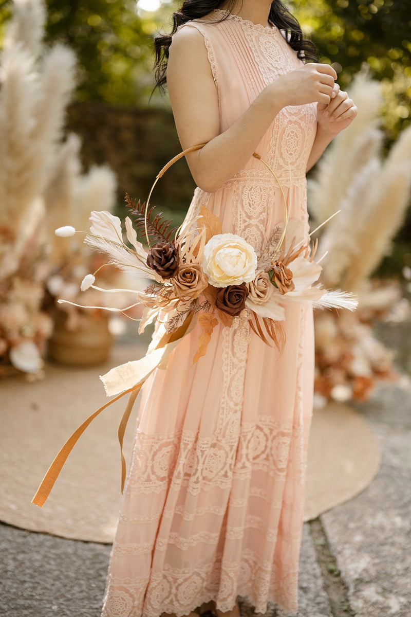 Bridesmaid Bouquets - Rust Sepia Hoop Design