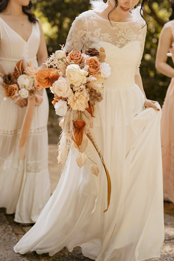 Large Rust Sepia Cascade Bridal Bouquet