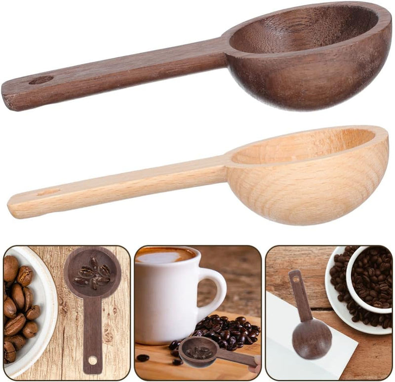 Kichvoe 2Pcs coffee bean spoon wooden scoop scoops for canisters wooden tea scoops ground coffee scoops tablespoon woden coffee scoop coffee ground coffee wood spoon milk concentrate