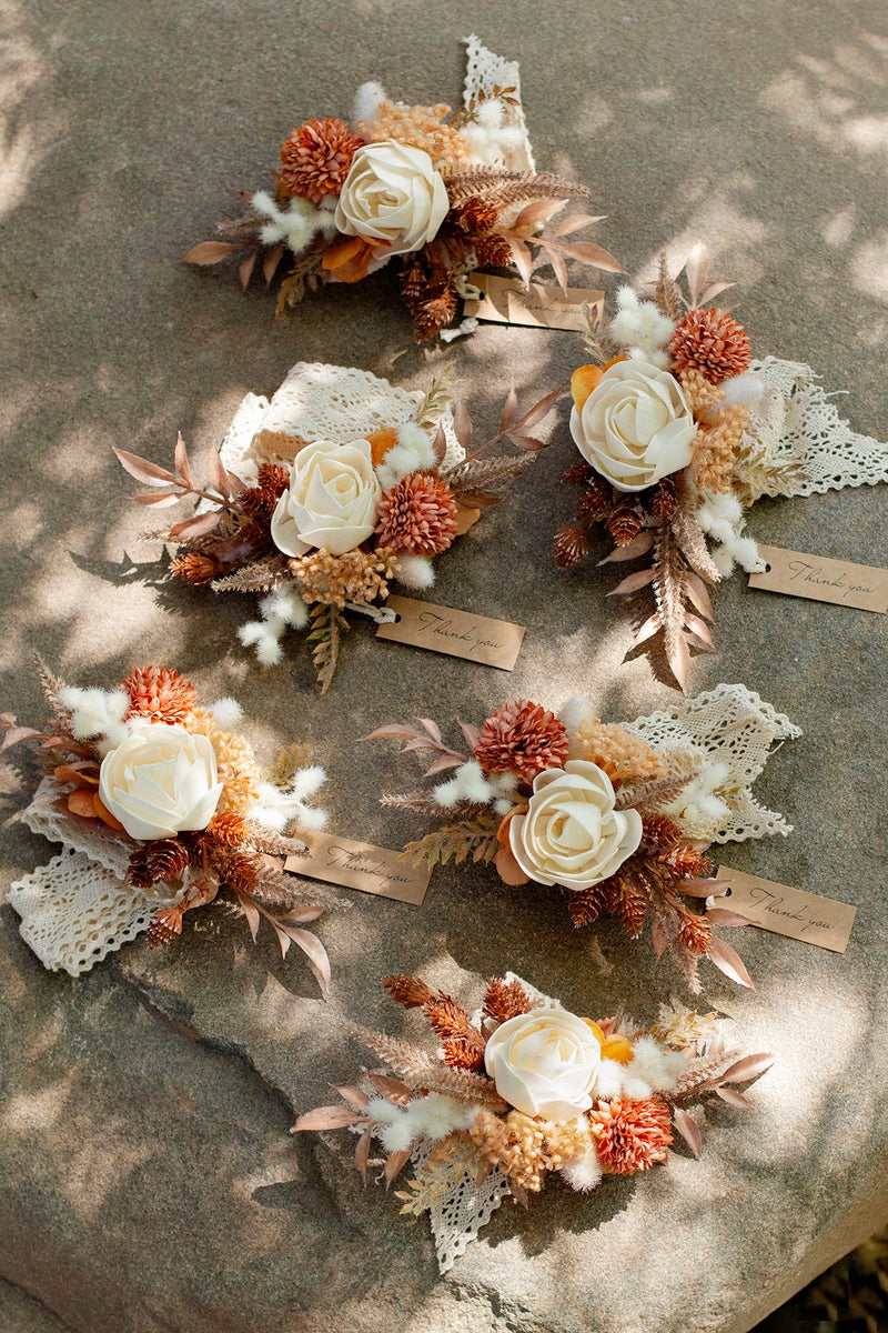Rust  Sepia Wrist Corsages