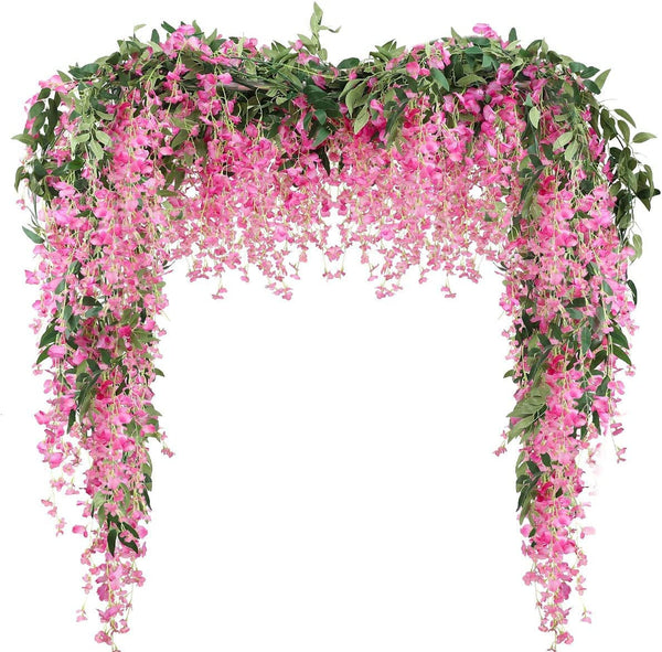 Artificial Wisteria Garland - 3 Piece Hanging Floral Decor for Home Garden Wedding Light Purple