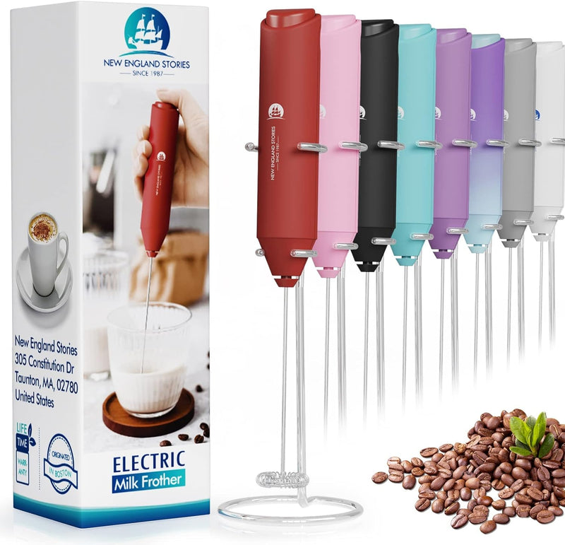 Powerful Milk Frother Handheld Foam Maker, Mini Whisk Drink Mixer for Coffee, Cappuccino, Latte, Matcha, Hot Chocolate, No Stand, Black