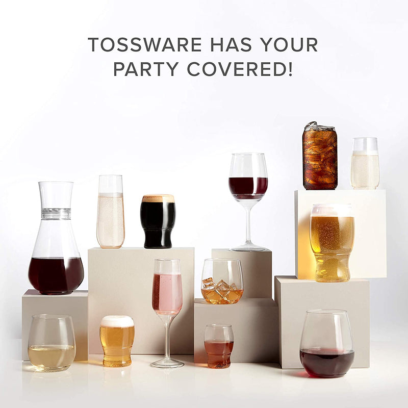 TOSSWARE POP 12oz Vino Jr Set of 12, Premium Quality, Recyclable, Unbreakable & Crystal Clear Plastic, Cocktail, 12 Count (Pack of 1), Whiskey Glasses