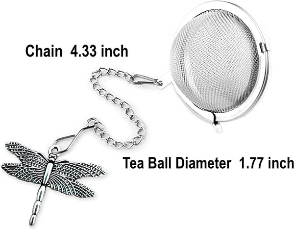 NSTaygate 2pcs Tea Infuser,Loose Leaf Tea Steeper Tea Strainer with Charm Handmade Dragonfly Butterfly Pendant Tea Ball Tea Filter Tea Infusers for Loose Tea