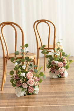 Wedding Aisle Runner - Dusty Rose  Cream Flower Arrangement
