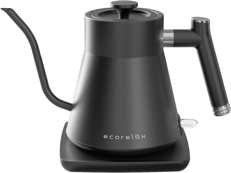 ECORELAX Gooseneck Electric Kettle, Pour Over Coffee and Tea Kettle, 100% Stainless Steel Inner with Leak Proof Design, 1200W Rapid Heating, Strix Boil-Dry Protection, 0.8L, Matte White