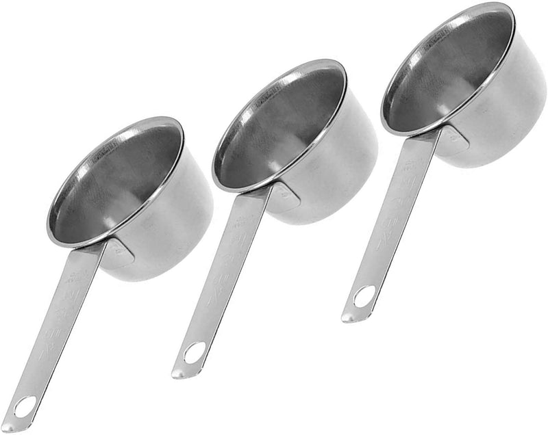 3pc STAINLESS STEEL ALAZCO COFFEE MEASURING SCOOP 1/8 CUP - Kitchen Baking Cooking Measuring Scoop Spice Herbs Salt Sugar Flour Cocoa Protein Powder Keto Cream Scoop