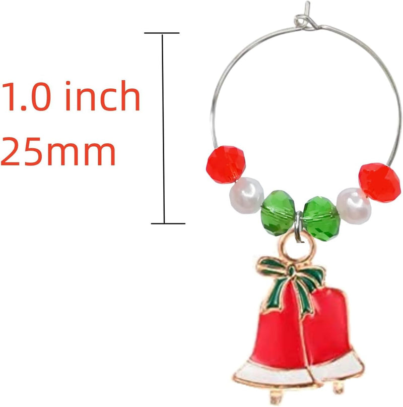 HISEVOG 12 Pieces Christmas Wine Charms, Wine Glass Charms Drink Markers Tags Identifiers for Stem Glasses, Wine Tasting Party Favors Christmas Gifts Table Decorations