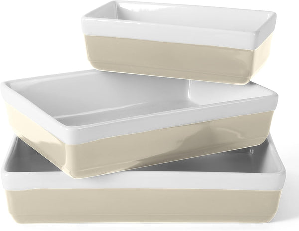 MARTHA STEWART 3-Piece Stoneware Bakeware Set - Grey