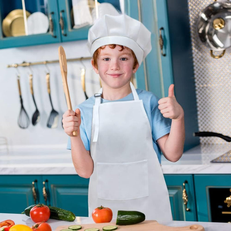 Kids Chef Apron and Hat Set for Cooking Baking and Painting