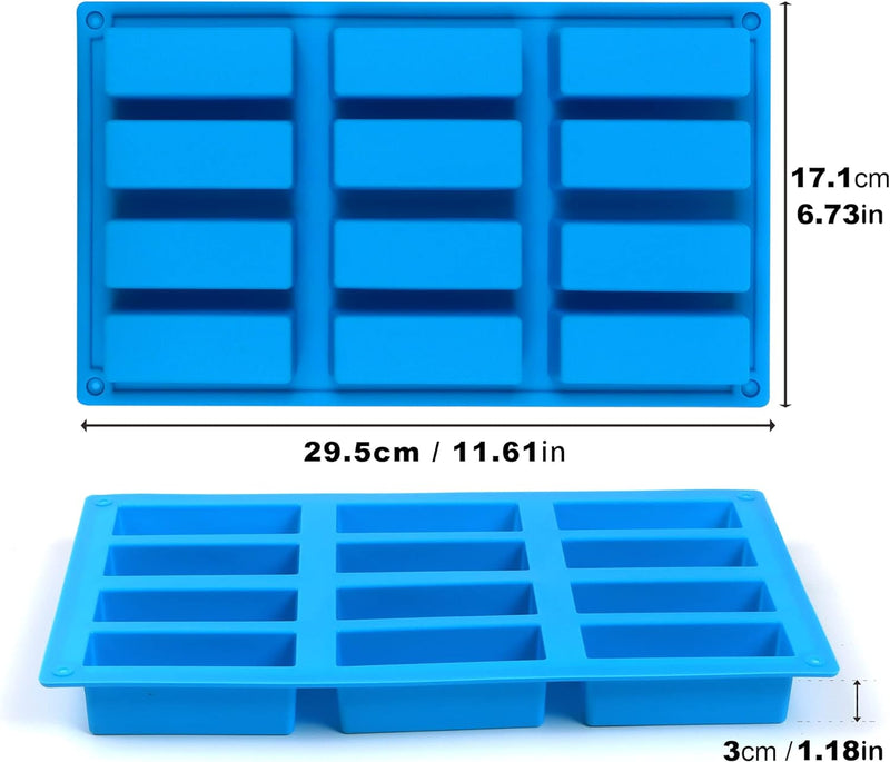 Silicone Granola Bar Mold - 3 Pack 8-Cavity Rectangle Energy Bar and Baking Molds