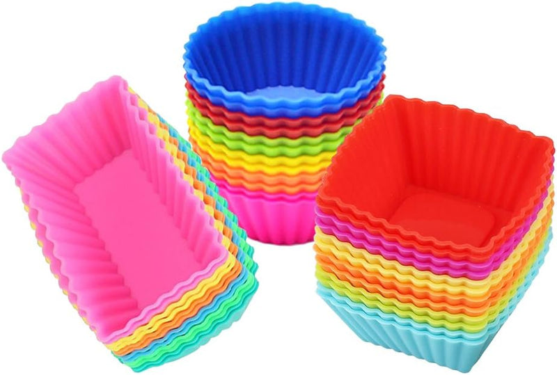 Reusable Silicone Cupcake Liners - 36 Pack Non-Stick Cake Molds for Baking