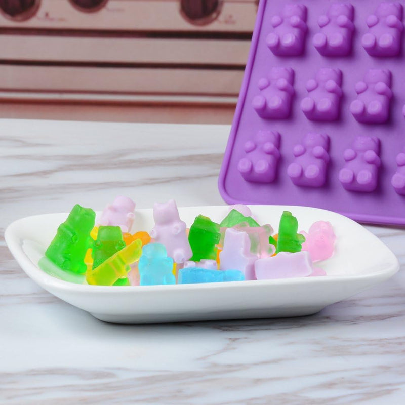 Silicone Gummy Bear Molds with Droppers - Nonstick Food Grade - Pack of 4 Mini Size