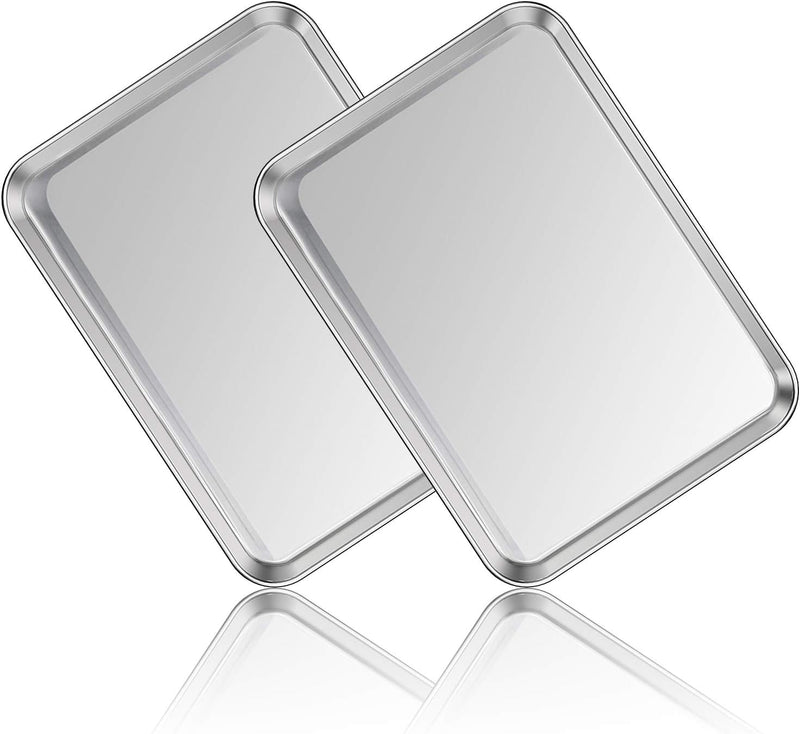 Stainless Steel Baking Sheet Set - 2 Pack Non-Toxic  Heavy Duty Mirror Finish 12x10x1 Dishwasher Safe