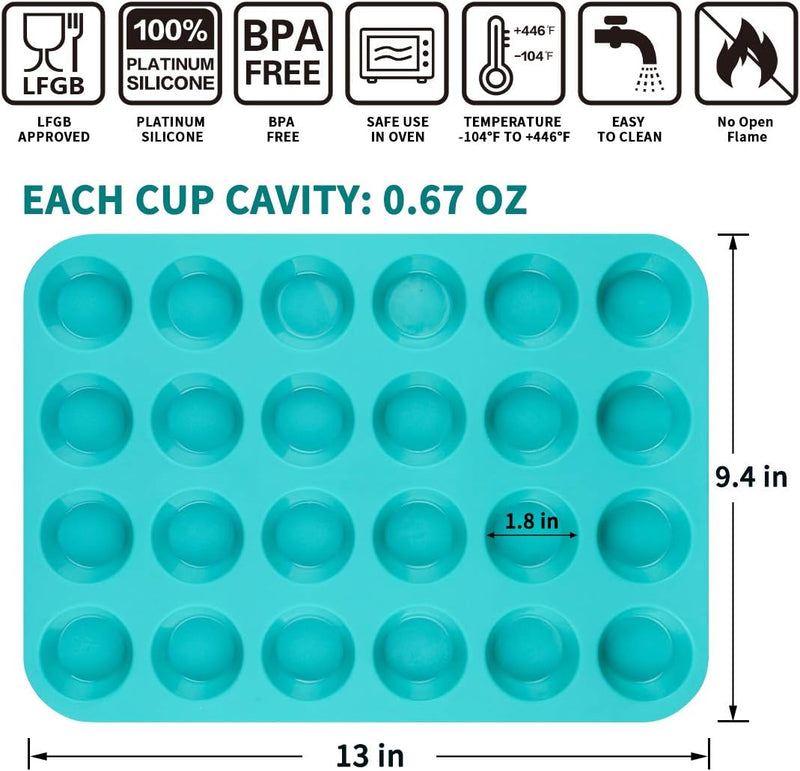 Silicone Muffin Pan Set - 12 Cup Cupcake Baking Molds Pack of 2