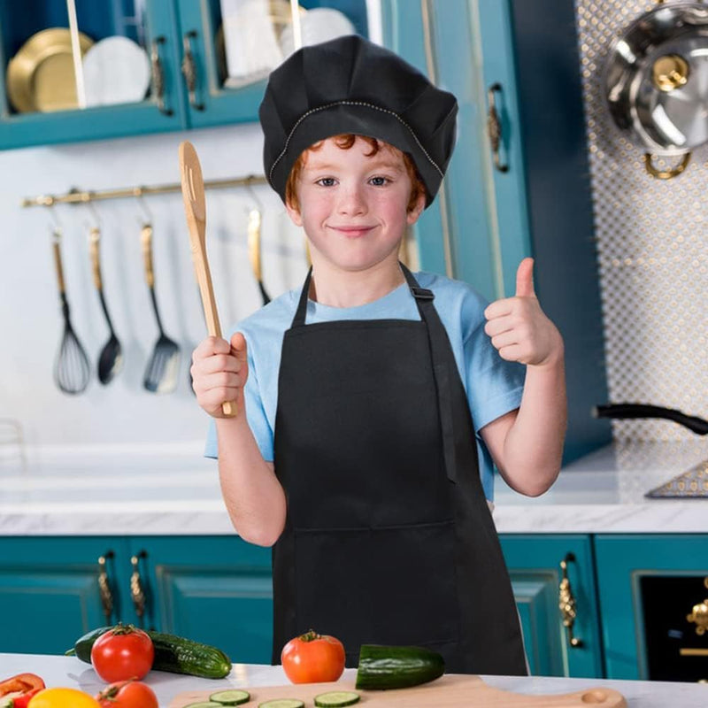 Kids Chef Apron and Hat Set for Cooking Baking and Painting