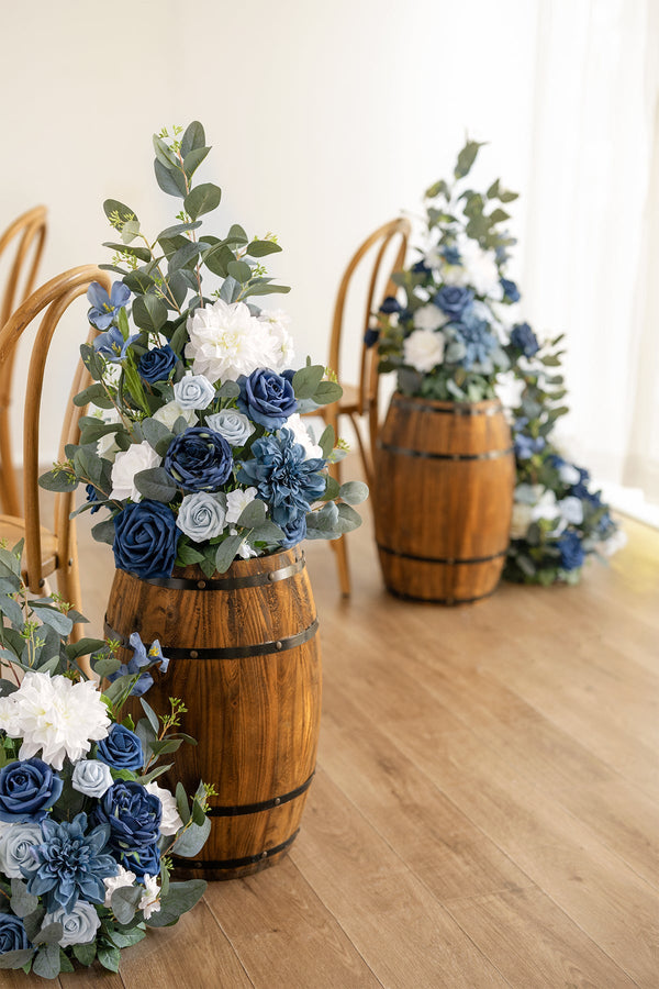 Free-Standing Dusty Blue  Navy Flower Arrangements
