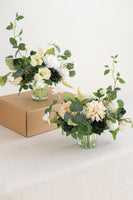 Large Floral Centerpiece Set in Emerald & Tawny Beige