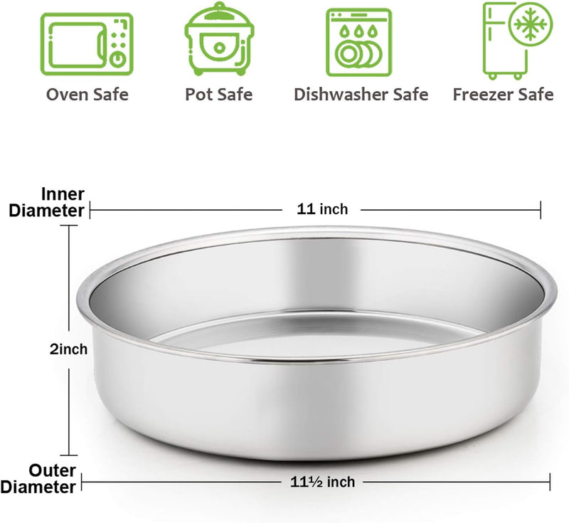 8-Inch Stainless Steel Round Cake Pan Set of 3 - Non-Toxic Mirror Finish Dishwasher Safe