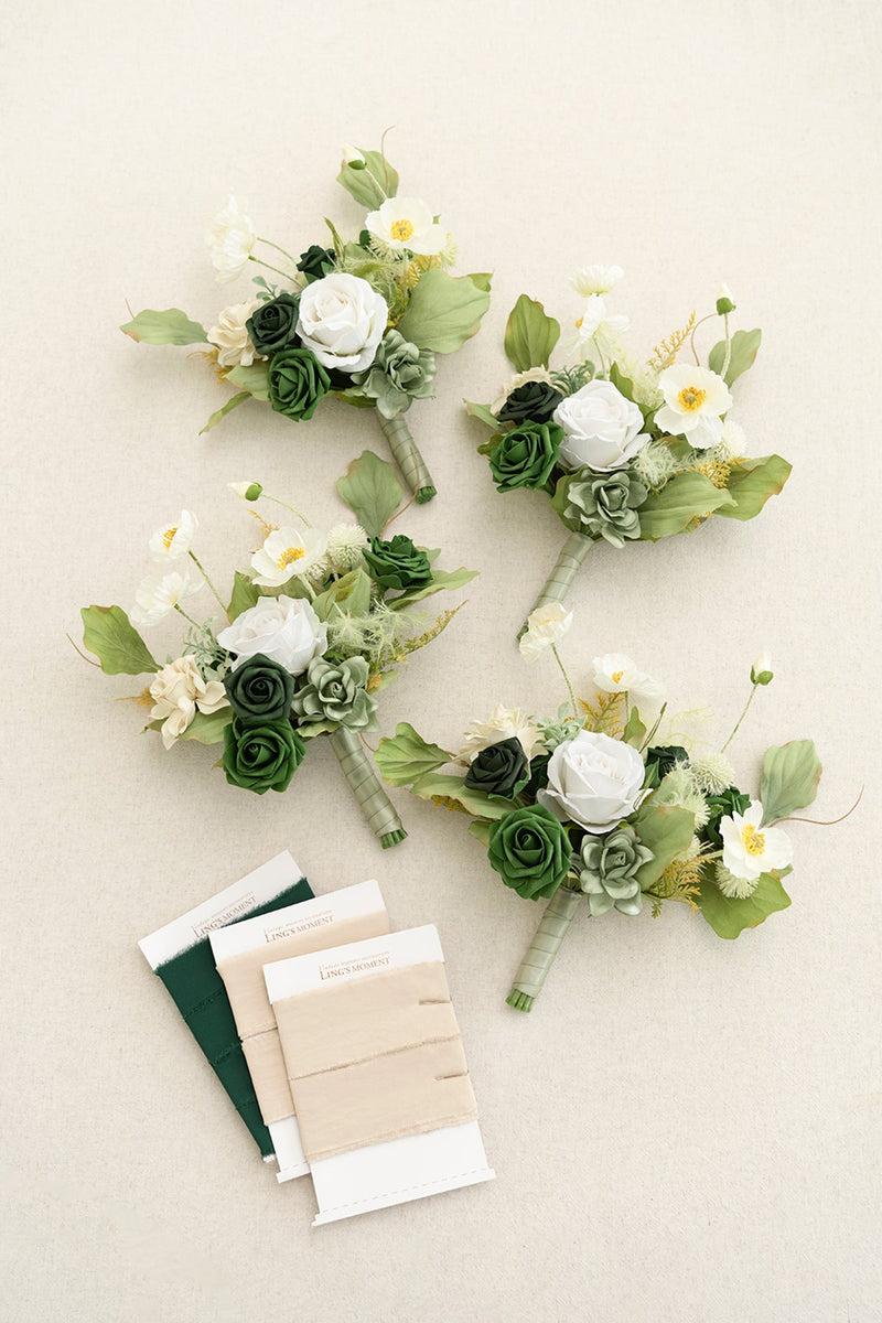Bridesmaid Bouquets - Emerald Tawny Beige