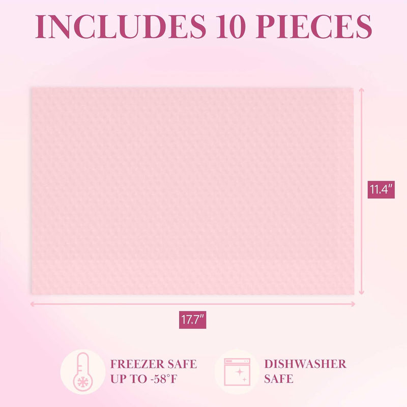 Paris Hilton Refrigerator Shelf Liners - 10-Piece Set in Pink - Food Grade BPA-Free Plastic - 177 x 114 - Reusable and Easy to Clean