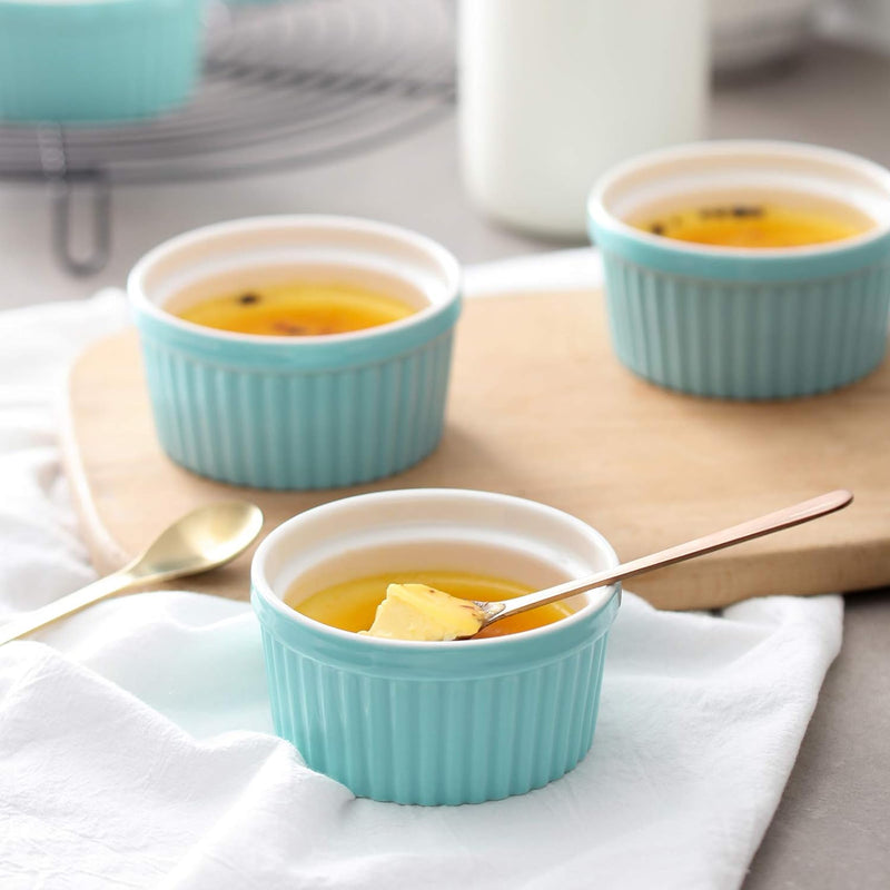 DOWAN Porcelain Ramekin Set - 4oz Baking 6 White