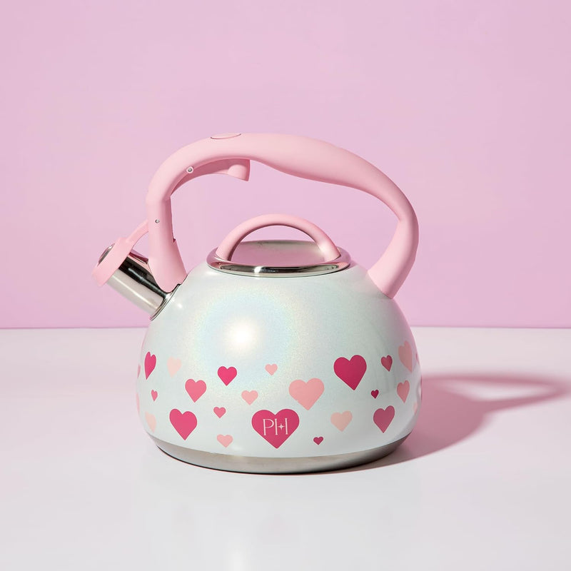 Paris Hilton Color Changing Tea Kettle Stainless Steel Soft Touch Handle 25-Quart Pink