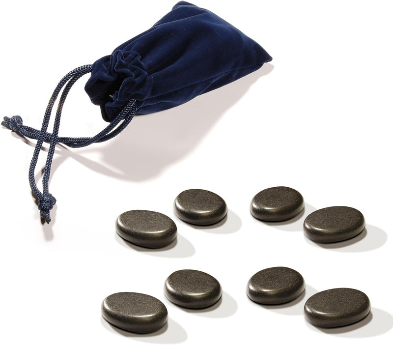 Master Massage 8 Piece Large Ovular Black Basalt Hot Stone Rock Massage Lava Energy Pack-3" x 2.2"x 1.1" - for Professional, Spa, Massage Therapy, Relaxation