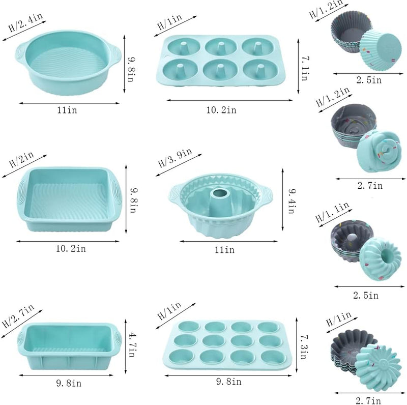 30-Piece Nonstick Silicone Bakeware Set with Pans and Molds