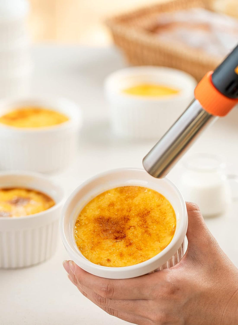 Sweese 8 oz Porcelain Ramekins Set of 6 - Creme Brulee Souffle Custard Cups for Baking Oven Safe - White