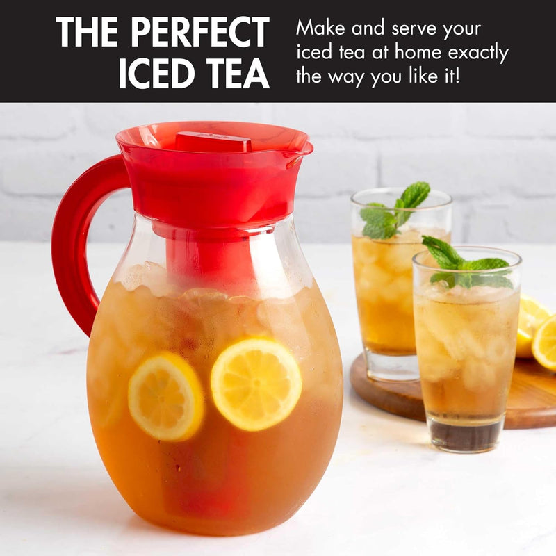 Primula The Big Iced Tea Maker Tritan Plastic Infusion Beverage Pitcher with Leak Proof, Airtight Lid, Fine Mesh & Beverage System – Includes Fruit, Tea Infusion Chill Core, 2.9 quart