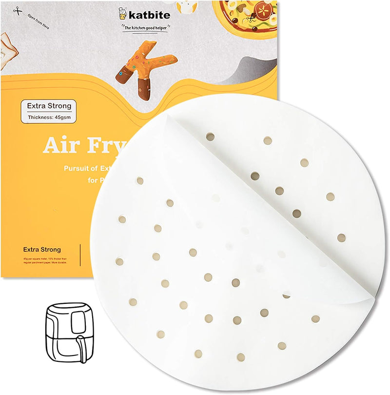 Katbite 85 Inch Air Fryer Parchment Paper Liners - 120 Pack Non-Stick Squares for Air Fryer Steamer Cake Pans