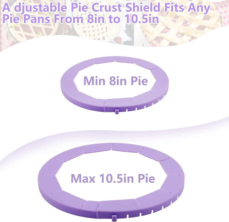 Silicone Pie Shield - 2 Pack Adjustable Bake Crust Protector for 8-105 Pie Pans