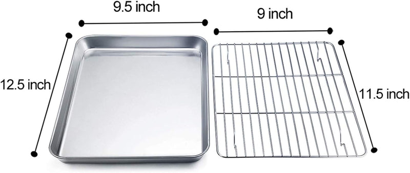 TeamFar Baking Sheet Set- 2 Pans  2 Racks Stainless Steel Non-Toxic Easy Clean Dishwasher Safe - Pack of 4