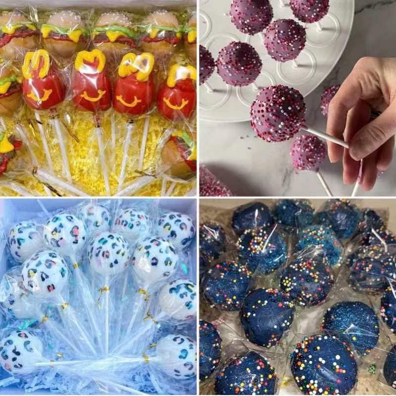 Cake Pop Sticks and Wrappers Kit - 300 Count with Lollipop Sticks Treat Bags and Twist Ties