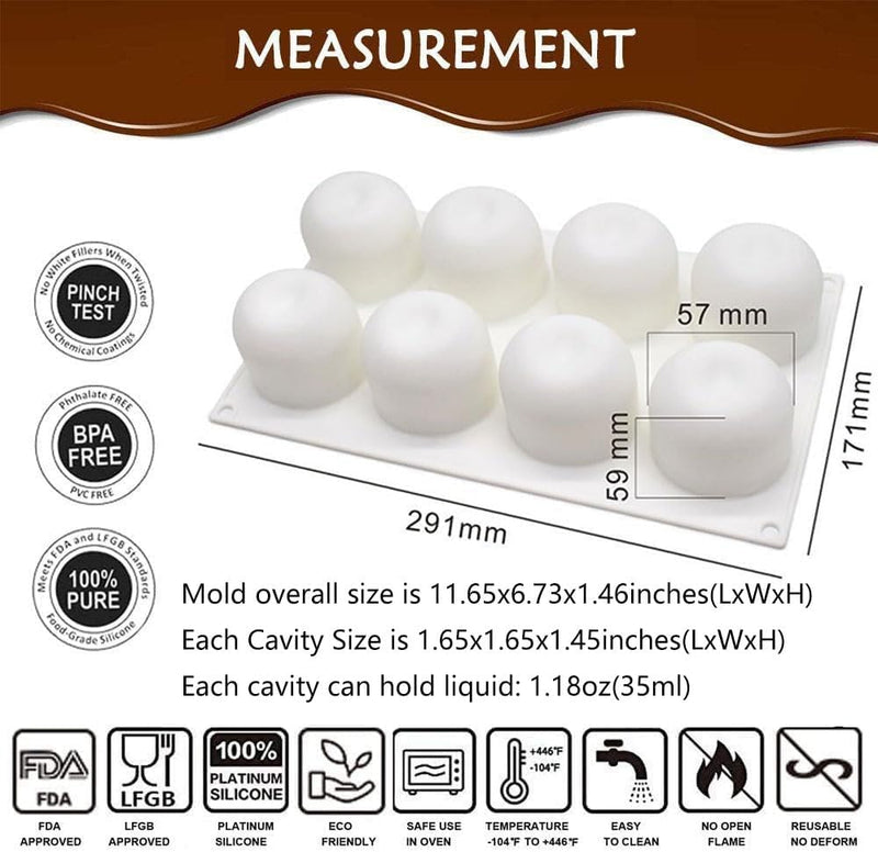 AFINSEA 3D Silicone Baking Molds for Cakes - 8-Cavity