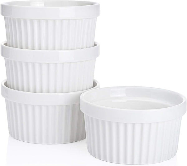 Set of 4 Sweese Porcelain Ramekins - 12 oz Baking and Dessert Dishes