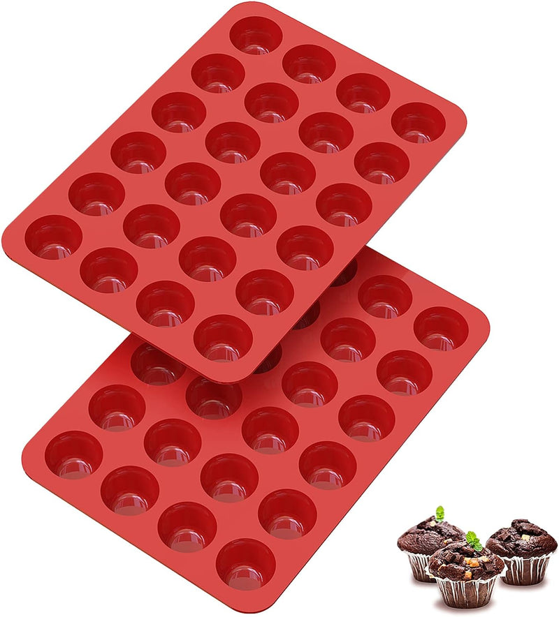 Silicon Cupcake  Muffin Pan Set- 12 Cup Molds 2 Pack - Nonstick Baking Tin for Homemade Muffins Cupcakes  Egg Bites - 25 Cups