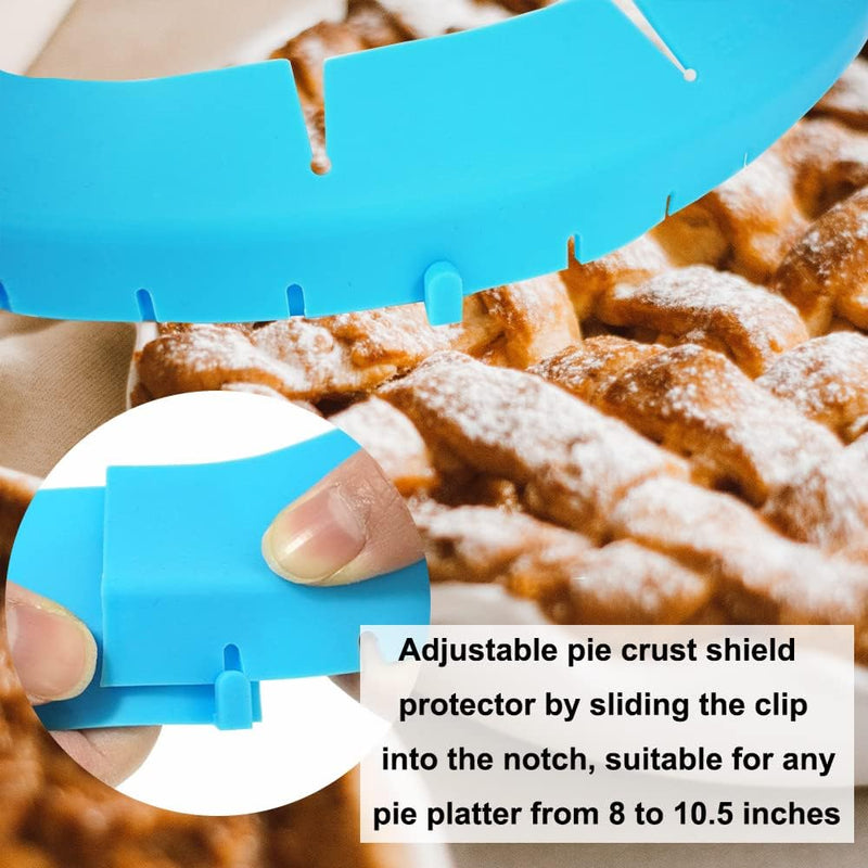 Adjustable Pie Crust Shield Protector - Silicone Baking Cover for Halloween Christmas Parties - Fits 8-115 Inches Pies